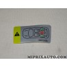 Etiquette autocollante information Volkswagen Audi Skoda Seat original OEM 2G0010001