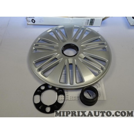 Enjoliveur de roue cache jante Renault Dacia original OEM 7711425514 (contenu de la photo sans centre de roue) 