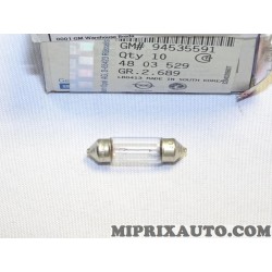 Lot 8 ampoules navette 10W lampe eclairage plafonnier Opel Chevrolet original OEM 94535591 
