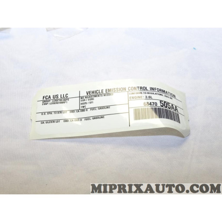Etiquette information Mopar Jeep Dodge Chrysler original OEM 68470505AA 