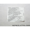 Etiquette information consignes de securité Volkswagen Audi Seat Skoda original OEM 1T0010342P