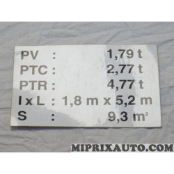 Autocollant information PV 1.79T Mercedes original 
