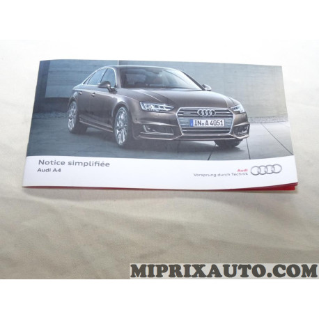 Manuel documentation notice utilisation simplifiée Volkswagen Audi Skoda Seat original OEM&nbsp;8W0012740KB pour audi A4 