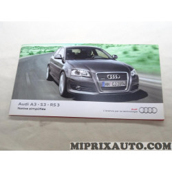 Manuel documentation notice utilisation simplifiée Volkswagen Audi Skoda Seat original OEM&nbsp;12156275540 pour audi A3 