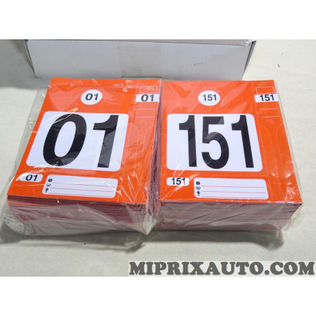 Lot 300 étiquettes du numéro 1 au numéro 300 orange Fiat Alfa Romeo Lancia original OEM&nbsp;59187457 9219-00676-10 