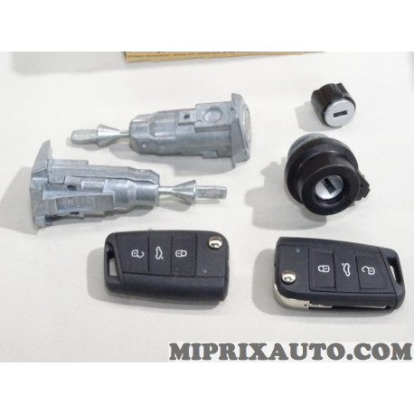 Kit serrures barillet de porte neiman avec 2 clé télécommandes Volkswagen Audi Seat Skoda original OEM&nbsp;5G0898375G pour volkswage
