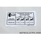 Etiquette autocollante gonflage roue Ford original OEM 1721593 AS691532AB