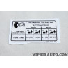 Etiquette autocollante gonflage roue Ford original OEM 1721593 AS691532AB