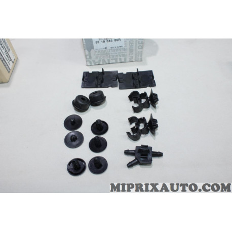 Pack agrafes attache clip fixation capot avec raccord gicleur Renault Dacia original OEM 651004586R 