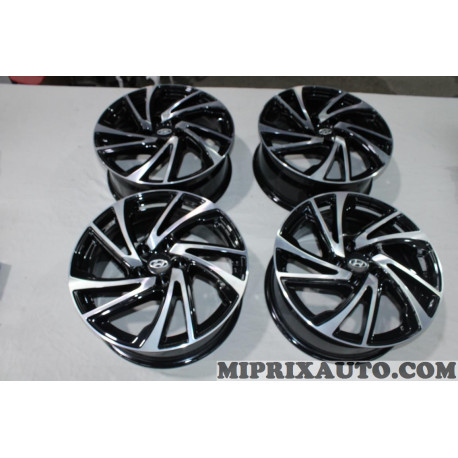 Lot 4 jantes alliage 7x17 5x114.3 ET50 67.1 17" 17 pouces glossy black machined WI24 Hyundai Kia original OEM J9400ADB00BP 