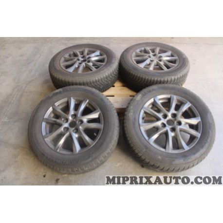 Lot 4 jantes alliage occasion 6.5x16 ET50 16" 16 pouces + 4 pneus 215/60/16 215 60 16 99H DOT2816 (manque 3 bouchons central, 