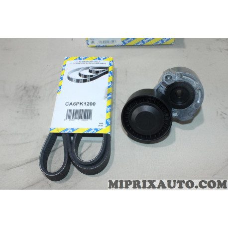 Kit courroie accessoire 6PK1200 + galet tendeur SNR Hyundai Kia Citroen Peugeot Renault Nissan Volvo original OEM KA855.10 