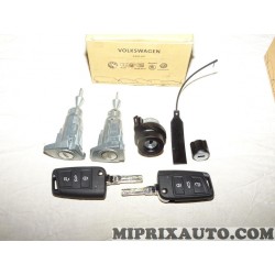 Kit barrillet serrure de porte avec 2 clés telecommande Volkswagen Audi Skoda Seat original OEM 5G0898375D pour volkswagen golf 