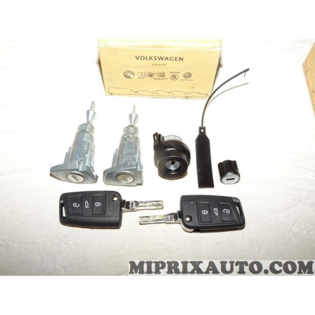 Kit barrillet serrure de porte avec 2 clés telecommande Volkswagen Audi Skoda Seat original OEM 5G0898375D pour volkswagen golf 