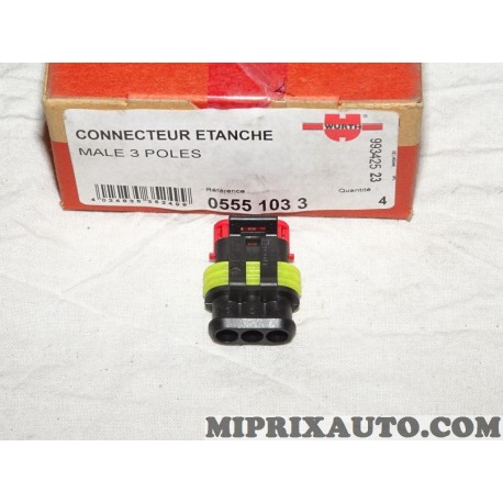 1 Connecteur etanche cosse prise faisceau electrique male 3 voies Wurth Fiat Alfa Romeo Lancia original OEM 05551033 