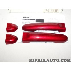Kit Coques calotte recouvrement poignée de porte extérieur arriere rouge Nissan Infiniti original OEM KE6051K053RD KE605-1K053-R