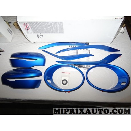 Pack kit coques calotte retroviseur contour phare moulure bleu Nissan Infiniti original OEM KE600BV010EB KE600-BV010-EB pour nis